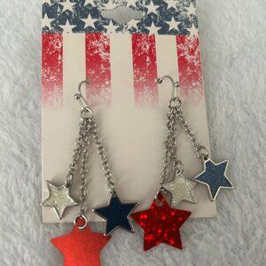 Stars American Graphic Dangle Earrings - Womens Fashion Jewelry US accessories